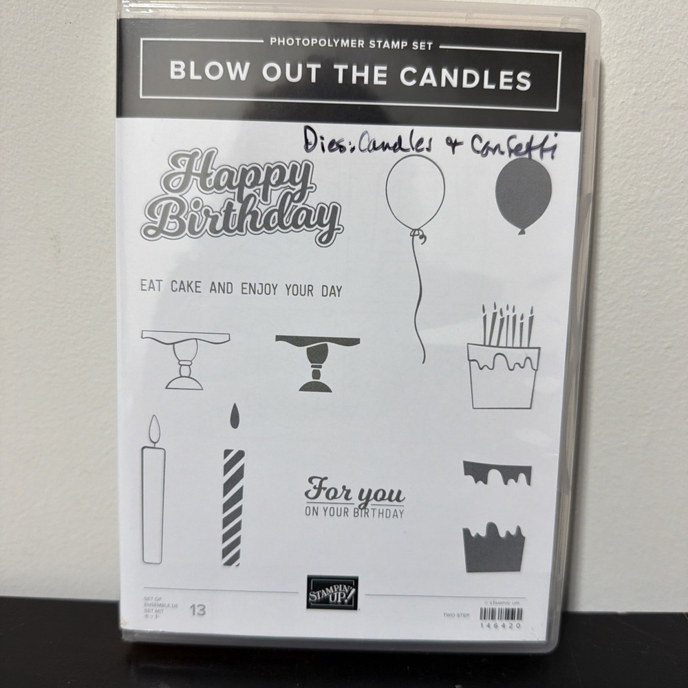Stampin Up Blow Out The Candles Confetti Balloons Birthday Cake Stamp & Die Sets